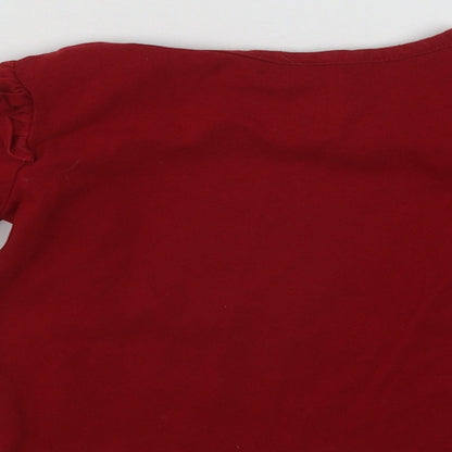 PatPat Girls Red  Cotton Pullover Jumper Size 18-24 Months