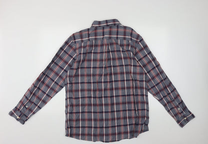 Geogre Mens Multicoloured Plaid Cotton  Button-Up Size L Collared Button