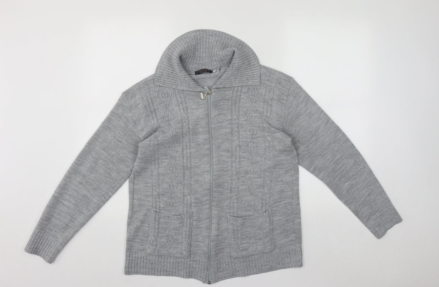 Womens UK Size L Choice Collection Grey Full Zip Jumper
