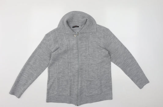 Womens UK Size L Choice Collection Grey Full Zip Jumper