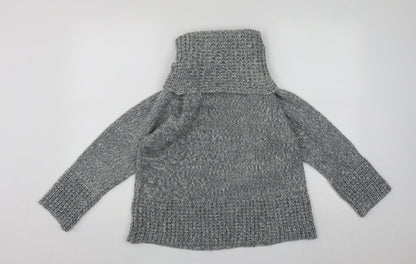 Additional front view of Imagine women’s grey roll neck acrylic jumper, size L