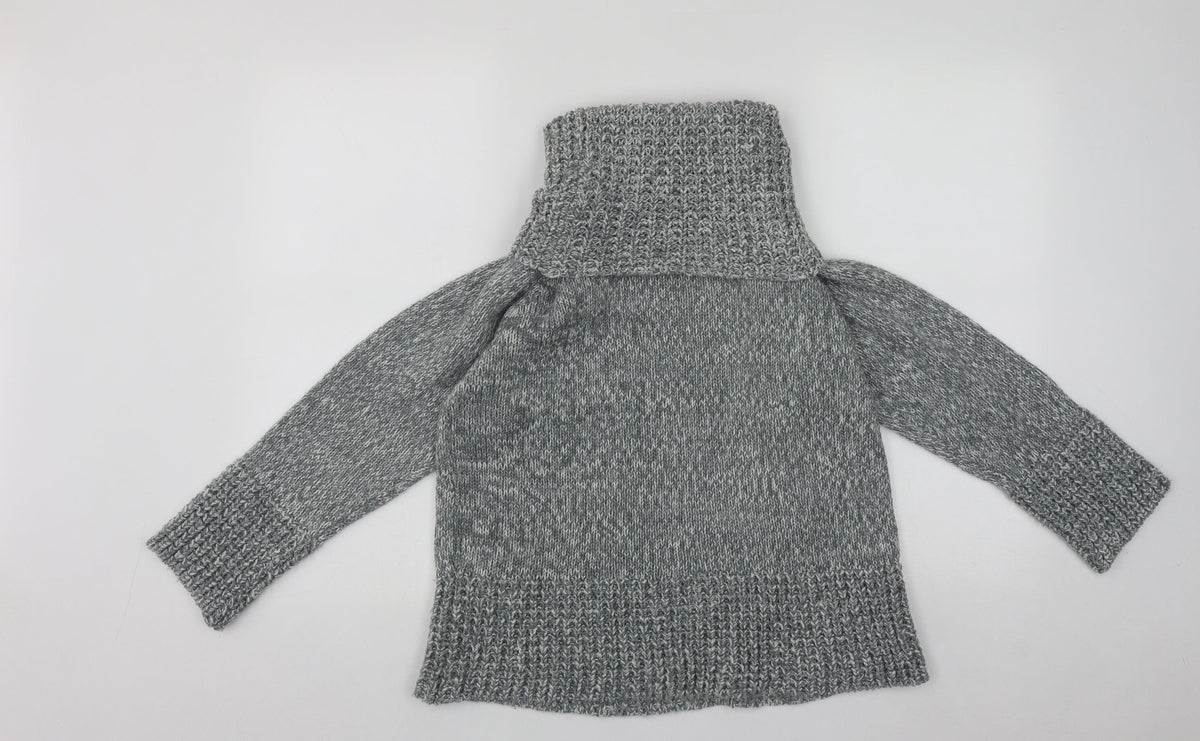 Back view of Imagine women’s grey roll neck acrylic jumper, size L