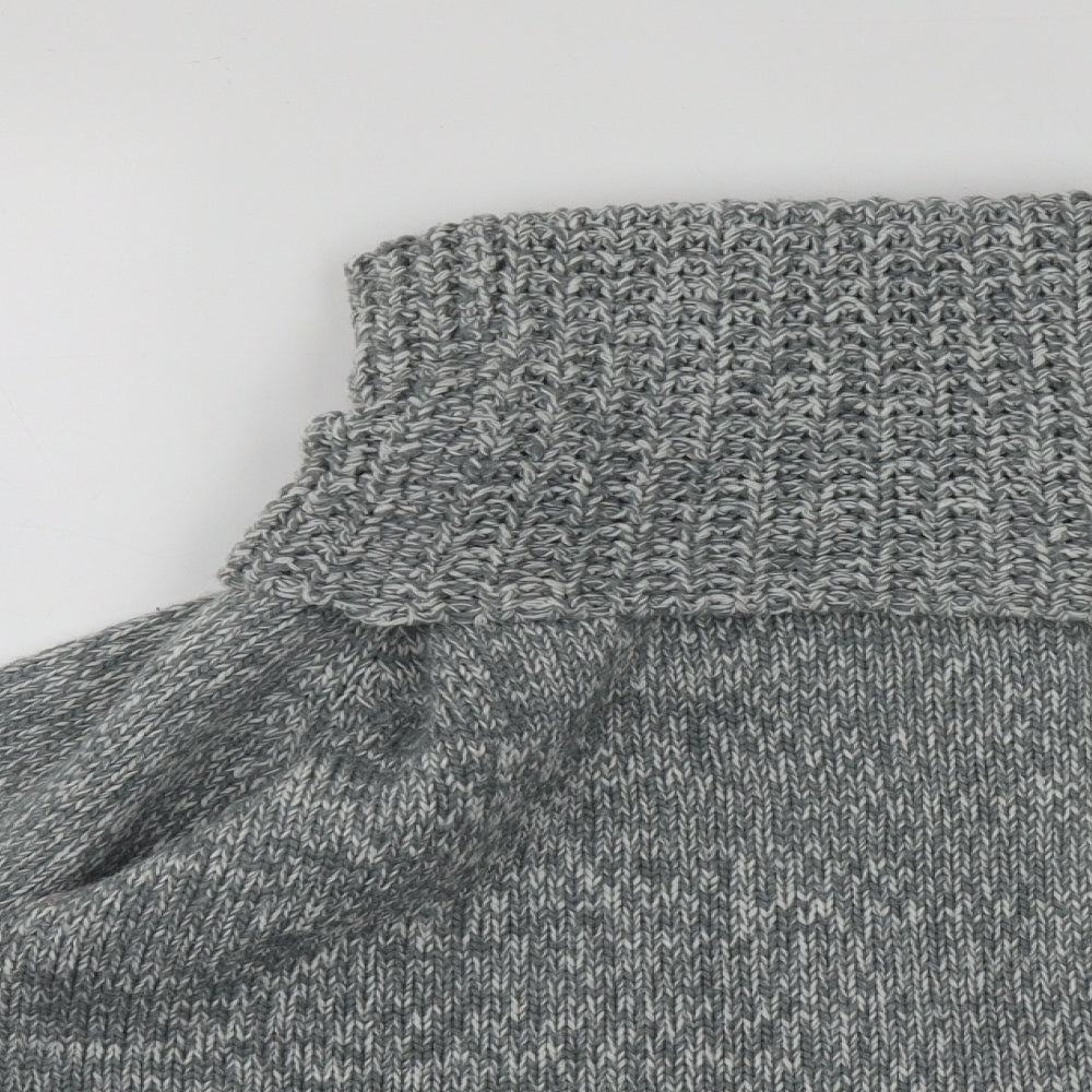 Close-up detail of Imagine women’s grey roll neck acrylic jumper, size L