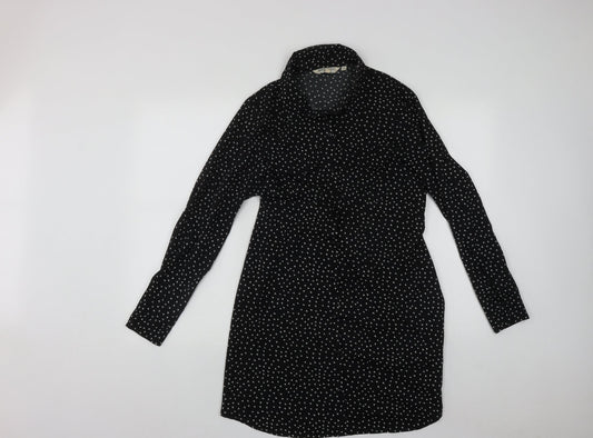 Brave Soul Womens Beige Geometric Polyester Shirt Dress  Size S  Collared Button