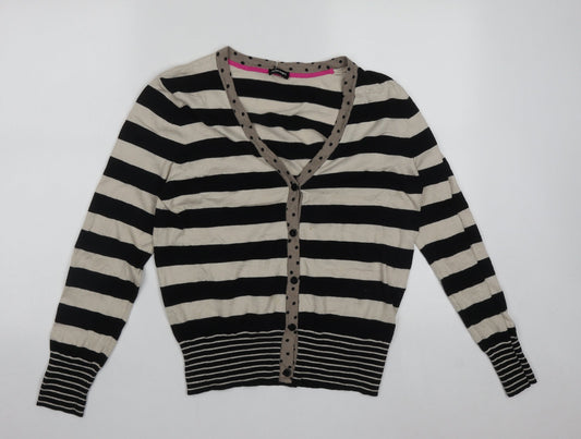 Gerry Weber Womens Multicoloured V-Neck Striped Acrylic Cardigan Jumper Size S