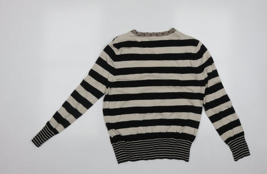 Gerry Weber Womens Multicoloured V-Neck Striped Acrylic Cardigan Jumper Size S