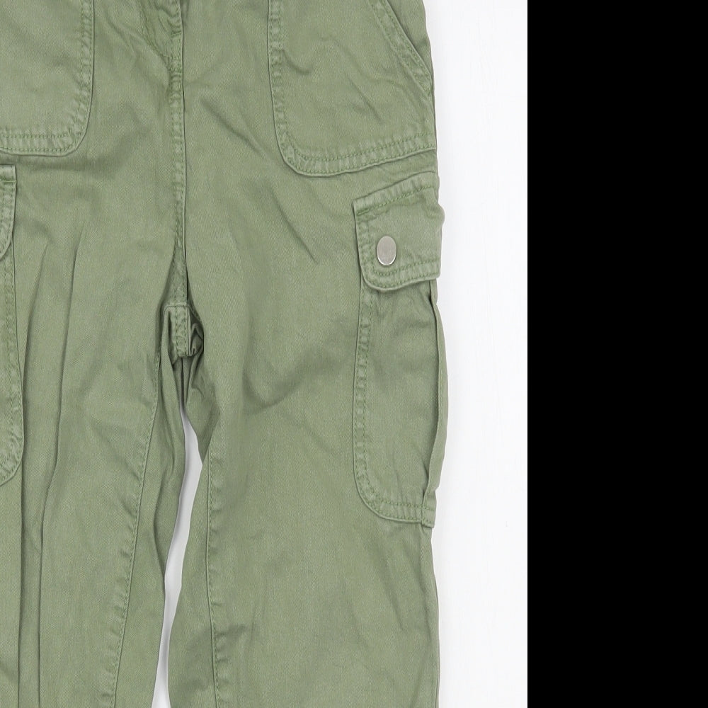 Matalan Girls Green  Cotton Cargo Trousers Size 9 Months  Regular Zip