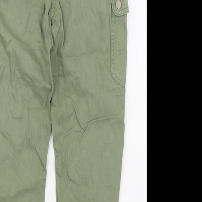 Matalan Girls Green  Cotton Cargo Trousers Size 9 Months  Regular Zip