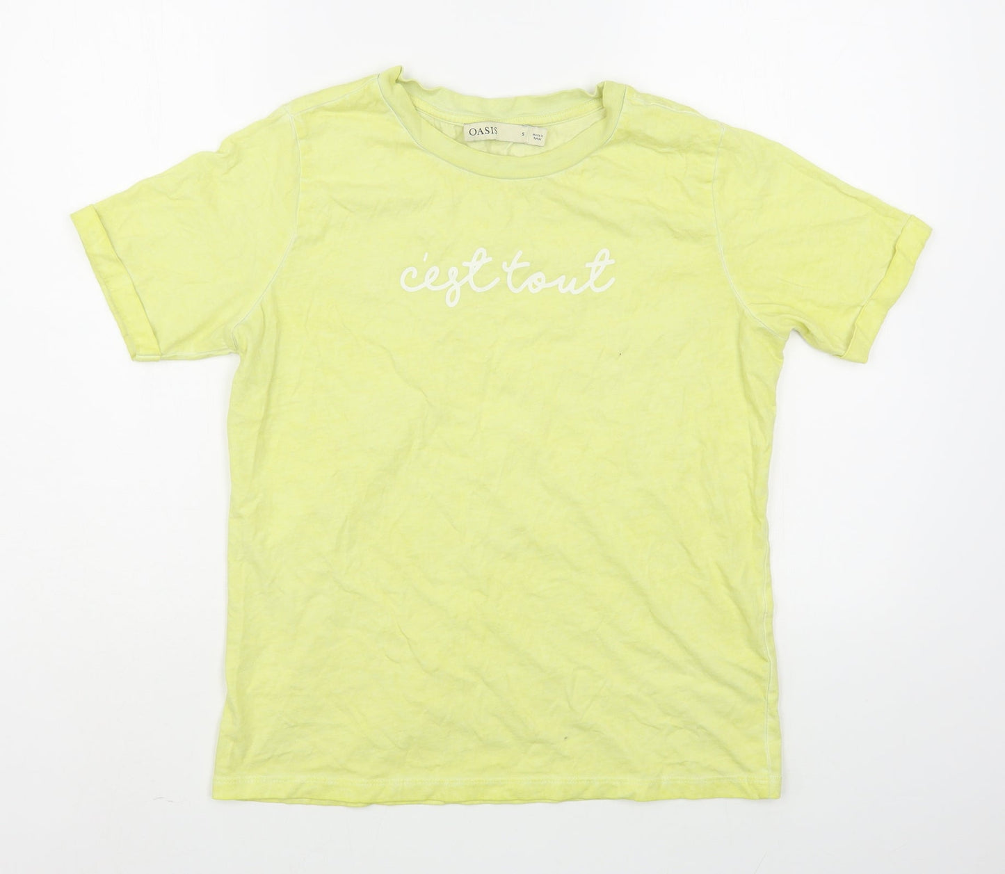 Womens UK Size S Oasis Yellow Basic T-Shirt