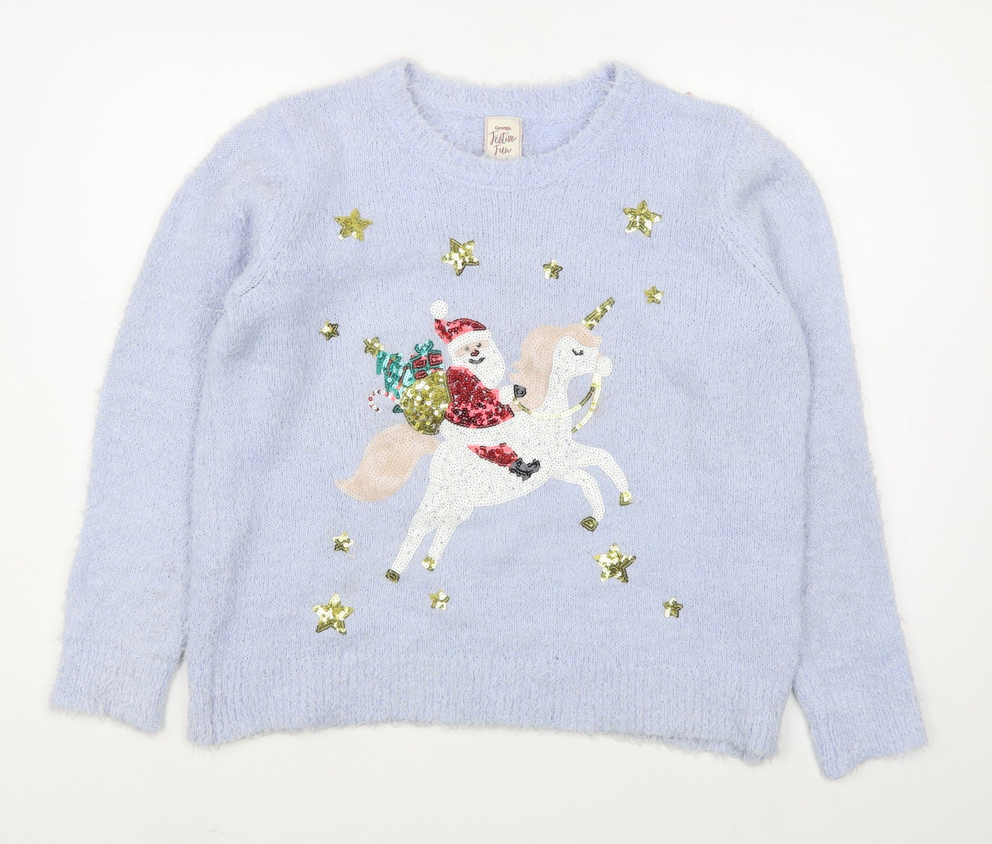 George Womens Pink Round Neck  Polyester Pullover Jumper Size L   - Christmas