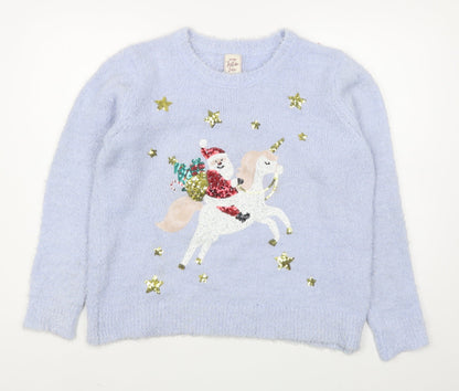 George Womens Pink Round Neck  Polyester Pullover Jumper Size L   - Christmas