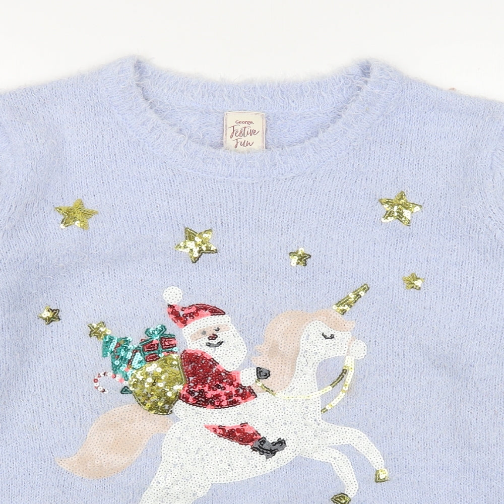 George Womens Pink Round Neck  Polyester Pullover Jumper Size L   - Christmas