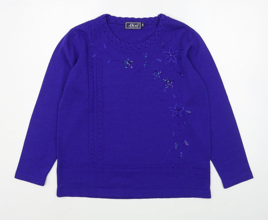Womens UK Size S Akal Collection Blue Pullover Jumper