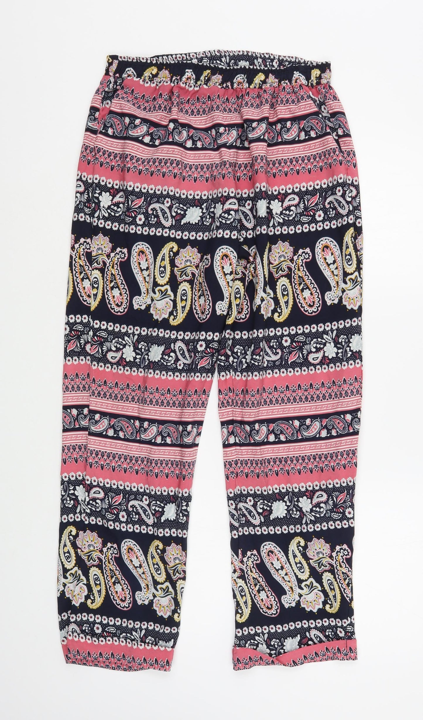 Exhibit Womens Multicoloured Paisley Polyester Harem Trousers Size 14 L27 in Regular
