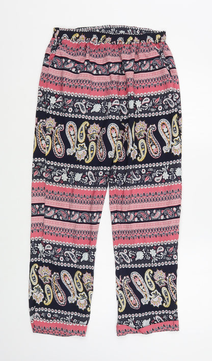 Exhibit Womens Multicoloured Paisley Polyester Harem Trousers Size 14 L27 in Regular