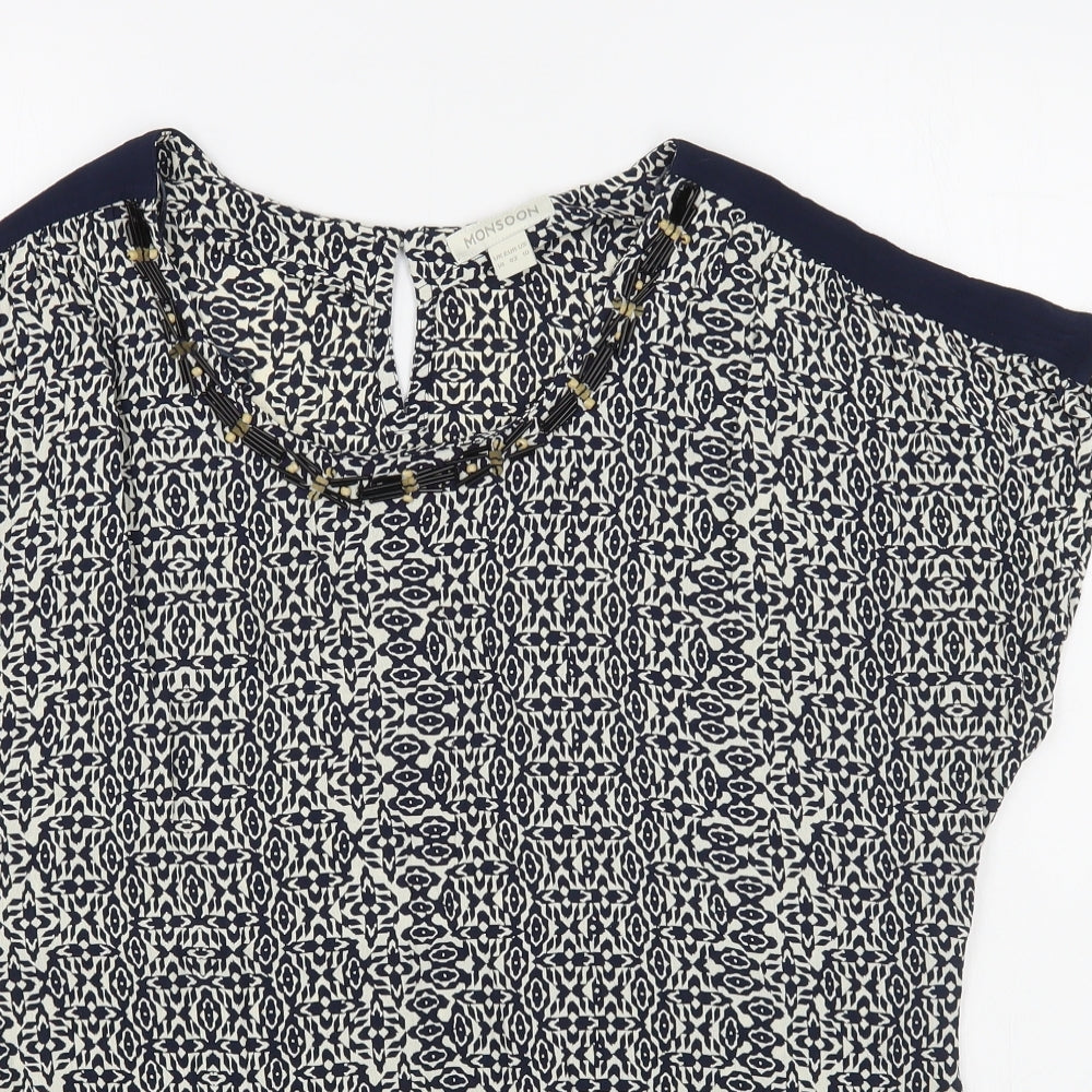 Womens UK Size 14 Monsoon Blue Basic Blouse