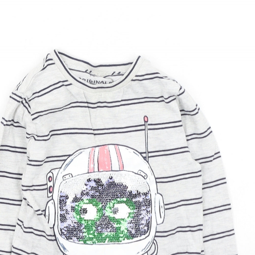 Marks and Spencer Boys Multicoloured  Cotton Basic Casual Size 2-3 Years Round Neck  - robot