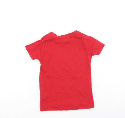 Dunnes Stores Boys Red  Cotton Basic Casual Size 2-3 Years Round Neck  - Super Duper