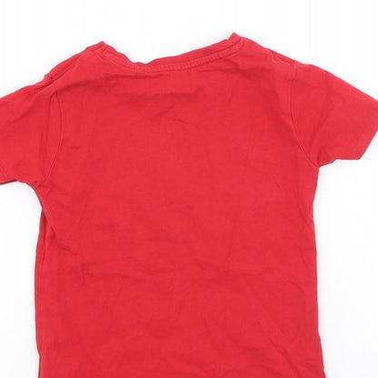Dunnes Stores Boys Red  Cotton Basic Casual Size 2-3 Years Round Neck  - Super Duper