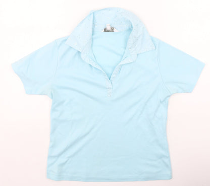 Paramount Womens Blue  Polyester Basic T-Shirt Size M V-Neck