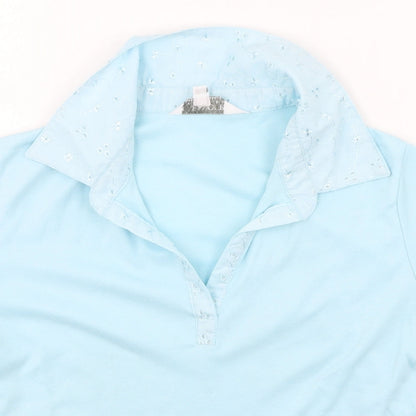 Paramount Womens Blue  Polyester Basic T-Shirt Size M V-Neck
