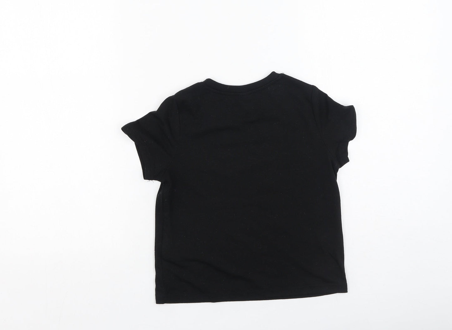 SheIn Boys Black  Cotton Jersey T-Shirt Size 5 Years Round Neck