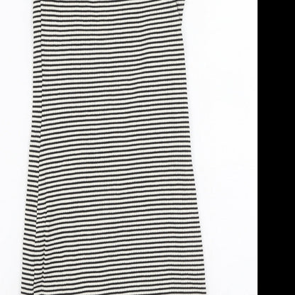 River Island  Womens Black Striped Cotton Bodycon  Size 6  Off the Shoulder