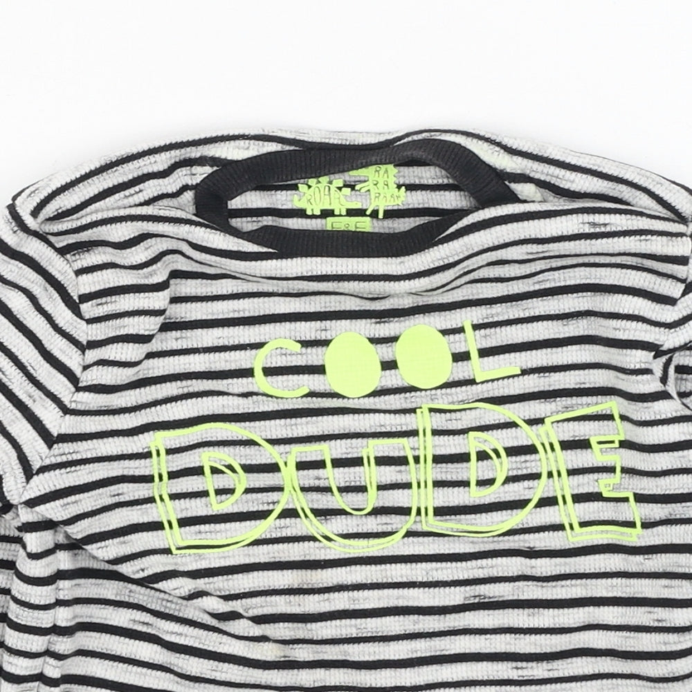 F&F Boys Multicoloured Striped Cotton Basic T-Shirt Size 2-3 Years Round Neck