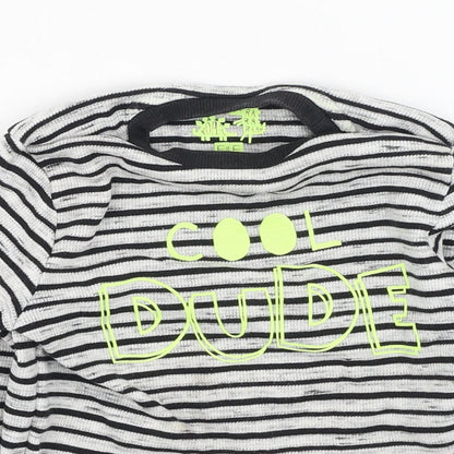 F&F Boys Multicoloured Striped Cotton Basic T-Shirt Size 2-3 Years Round Neck
