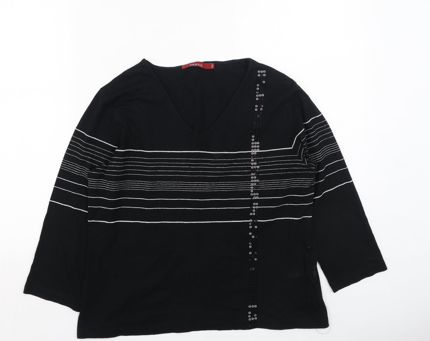 Womens UK Size 42 Bianca Black Basic T-Shirt