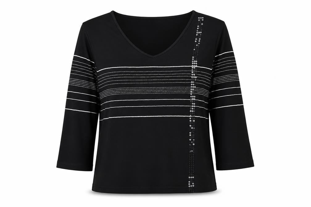 Womens UK Size 42 Bianca Black Basic T-Shirt