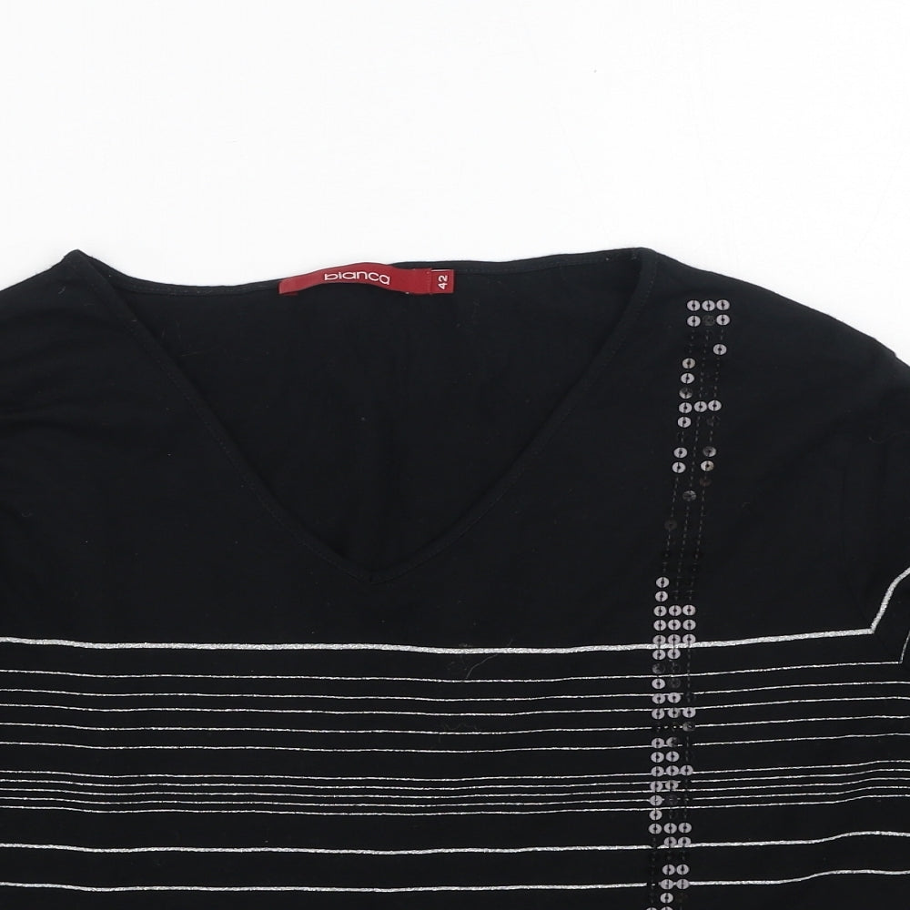 Womens UK Size 42 Bianca Black Basic T-Shirt
