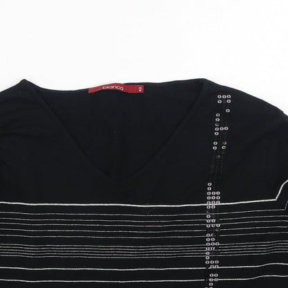 Womens UK Size 42 Bianca Black Basic T-Shirt