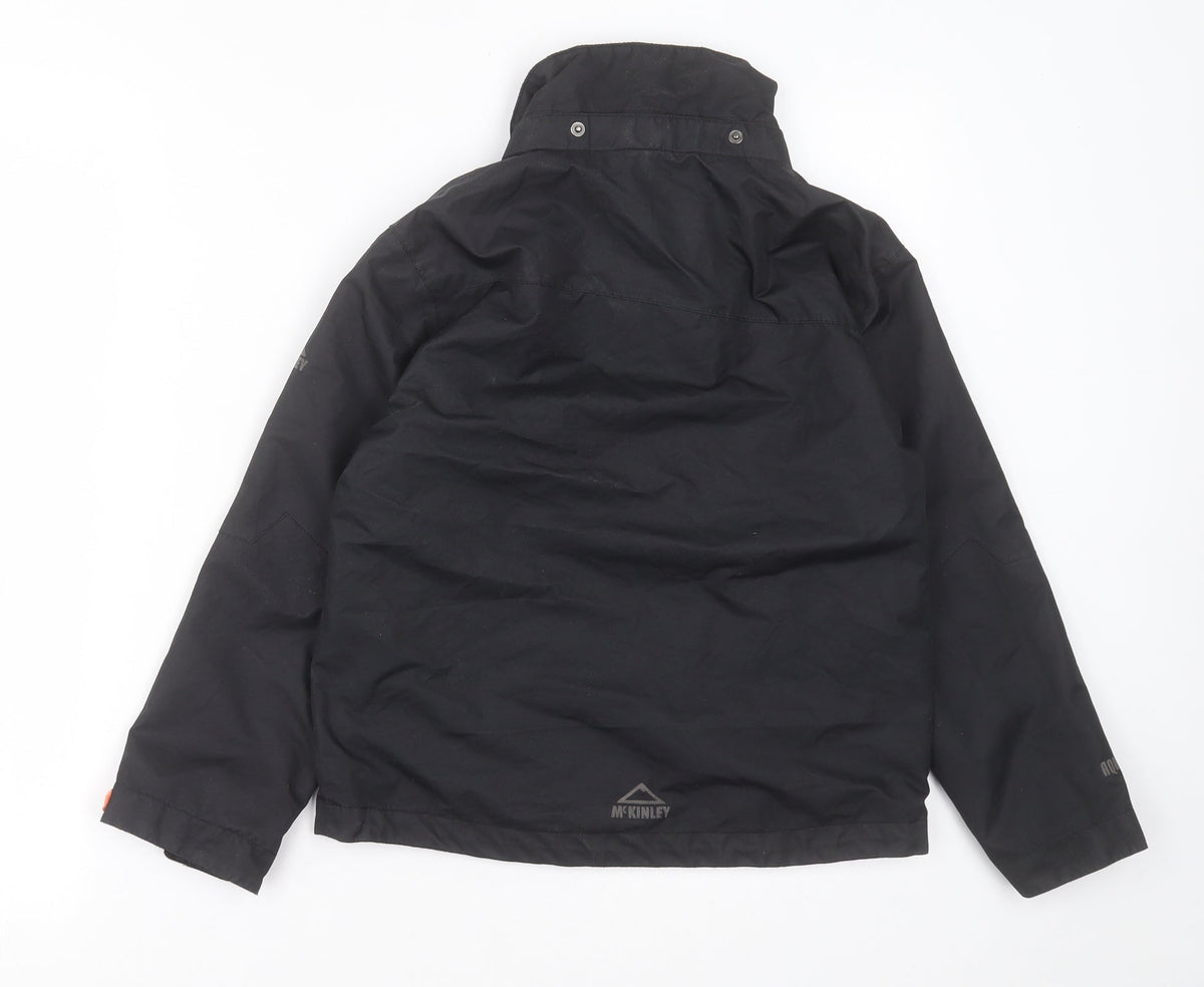 Back view of McKINLEY boys’ black jacket, size 8, years zip