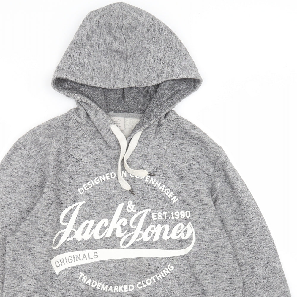 Mens UK Size M JACK & JONES Grey Pullover Hoodie