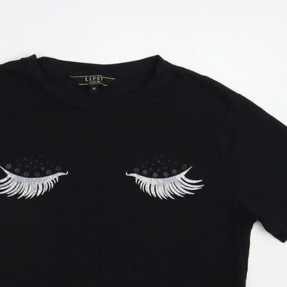 Lipsy Womens Black  Cotton Basic T-Shirt Size M Crew Neck - Dream Queen