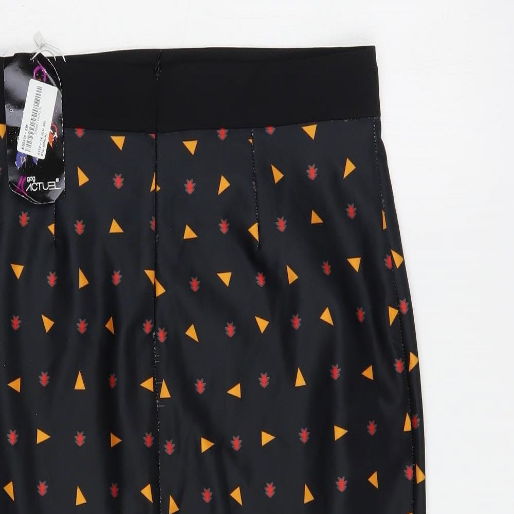 Gdg Actuel Womens Black Geometric Polyester Straight & Pencil Skirt Size 10