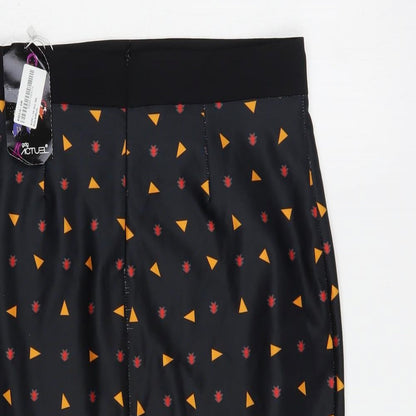 Gdg Actuel Womens Black Geometric Polyester Straight & Pencil Skirt Size 10