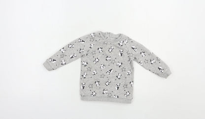 Matalan Baby Grey Geometric Cotton Pullover Jumper Size 9-12 Months  Button - Panda Print