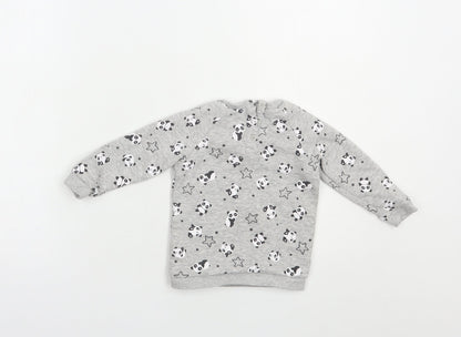 Matalan Baby Grey Geometric Cotton Pullover Jumper Size 9-12 Months  Button - Panda Print