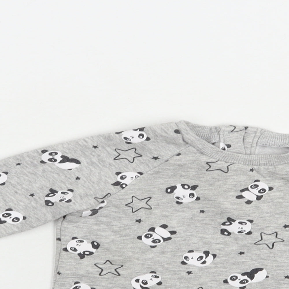 Matalan Baby Grey Geometric Cotton Pullover Jumper Size 9-12 Months  Button - Panda Print