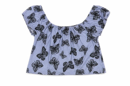 Womens UK Size 6 In the Style Blue Cropped Blouse