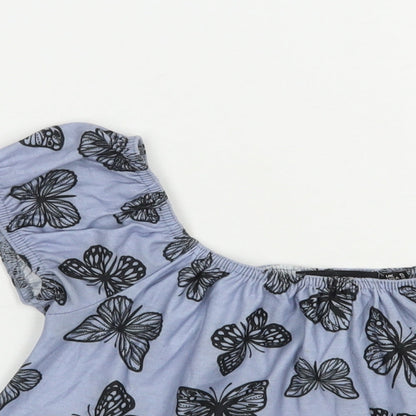 Womens UK Size 6 In the Style Blue Cropped Blouse