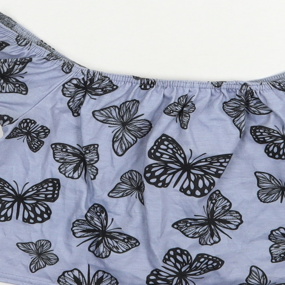 Womens UK Size 6 In the Style Blue Cropped Blouse