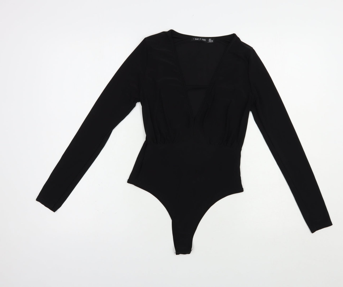 I Saw It Firest Womens Black  Polyester Bodysuit One-Piece Size 8  Snap
