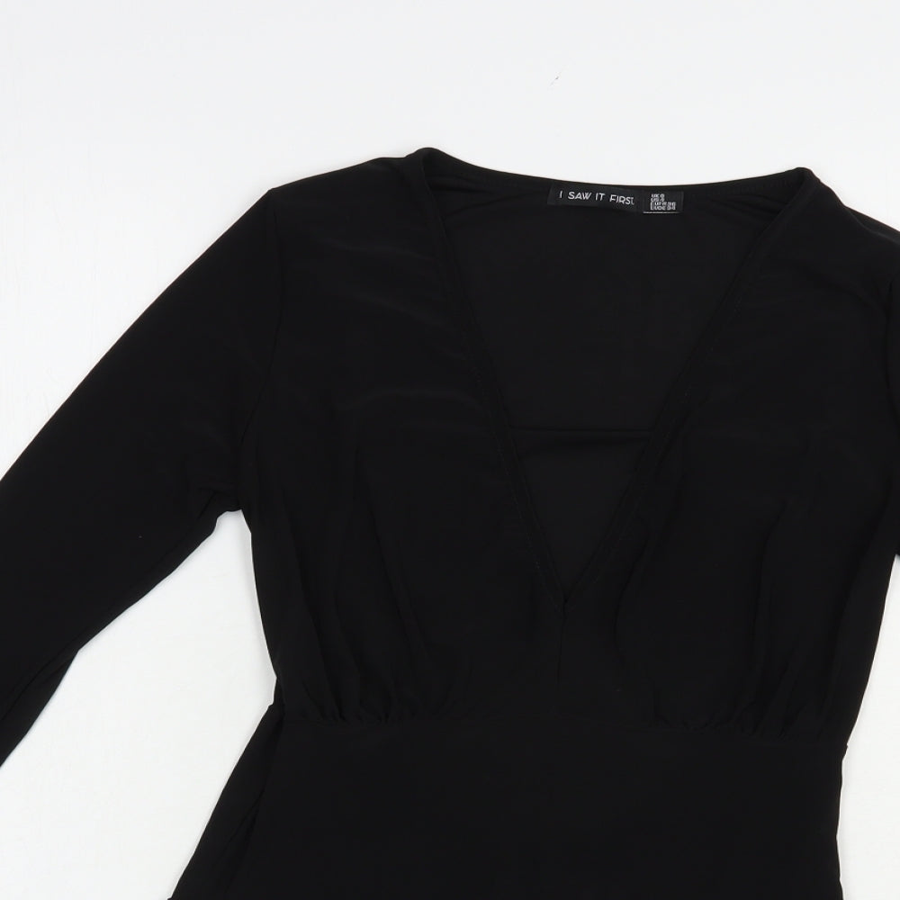 I Saw It Firest Womens Black  Polyester Bodysuit One-Piece Size 8  Snap