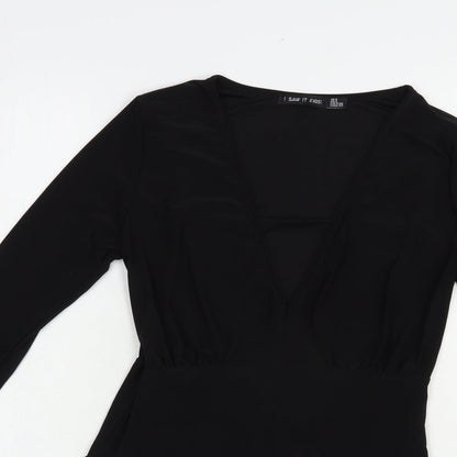 I Saw It Firest Womens Black  Polyester Bodysuit One-Piece Size 8  Snap