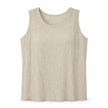 Preworn Womens Beige  Polyester Basic Blouse Size L Scoop Neck