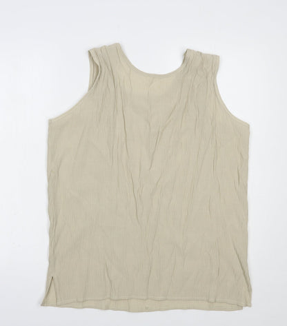 Preworn Womens Beige  Polyester Basic Blouse Size L Scoop Neck