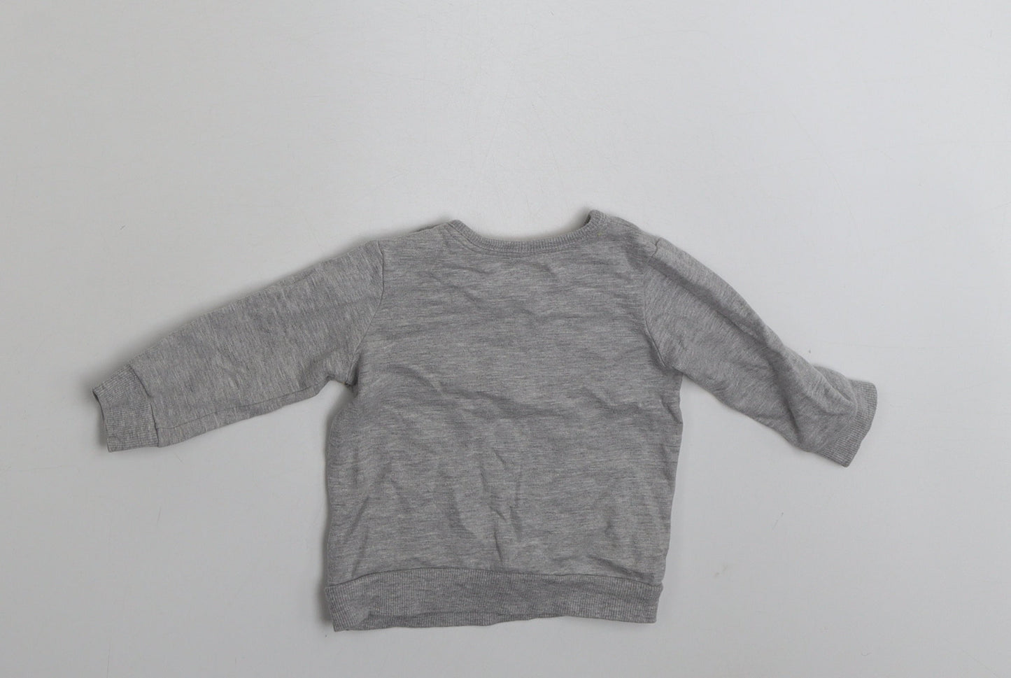 George Baby Grey  Cotton Basic T-Shirt Size 3-6 Months Crew Neck Pullover - Tiger